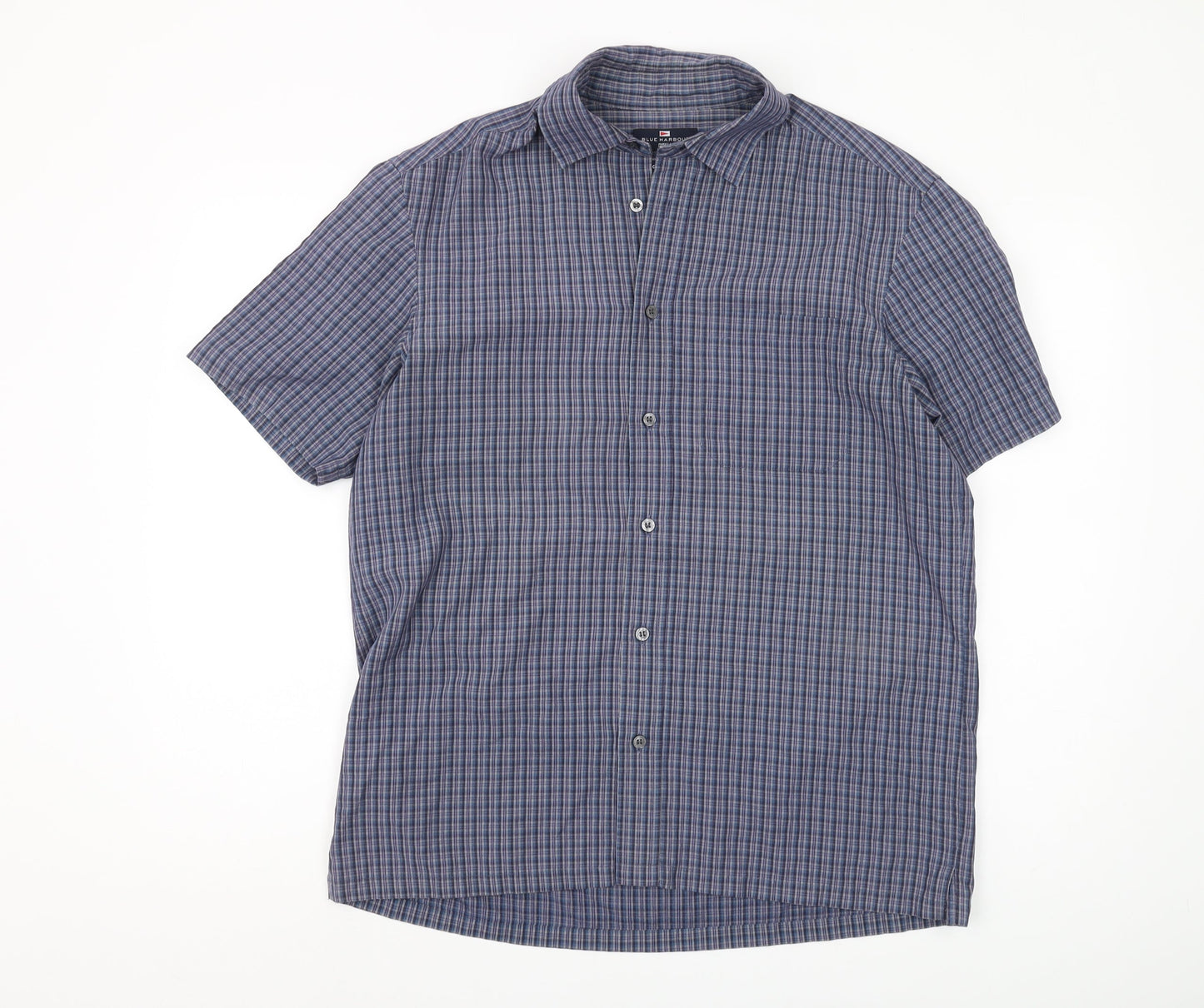 Marks and Spencer Blue Check Shirt, M, Men, Casual