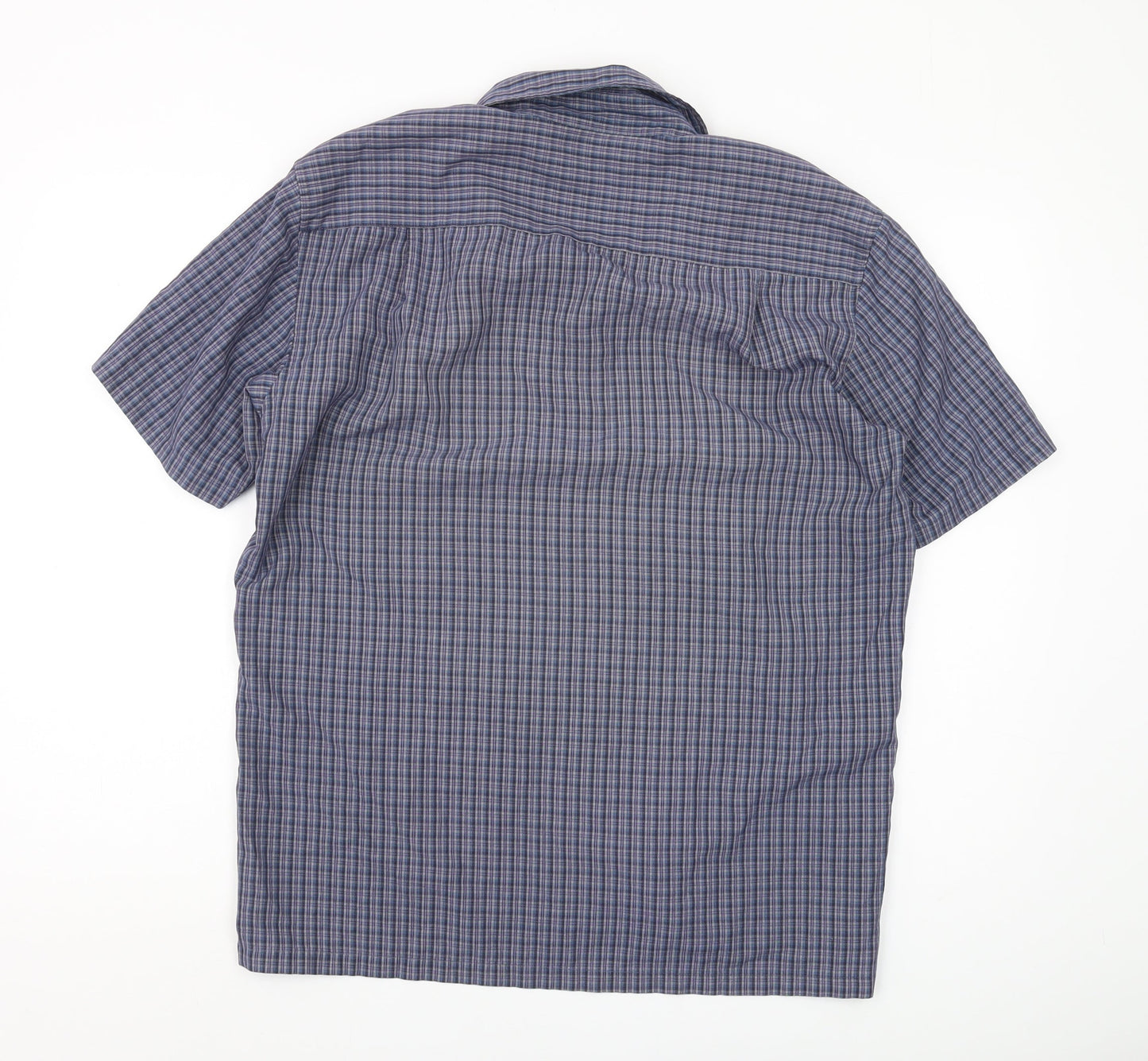 Marks and Spencer Blue Check Shirt, M, Men, Casual