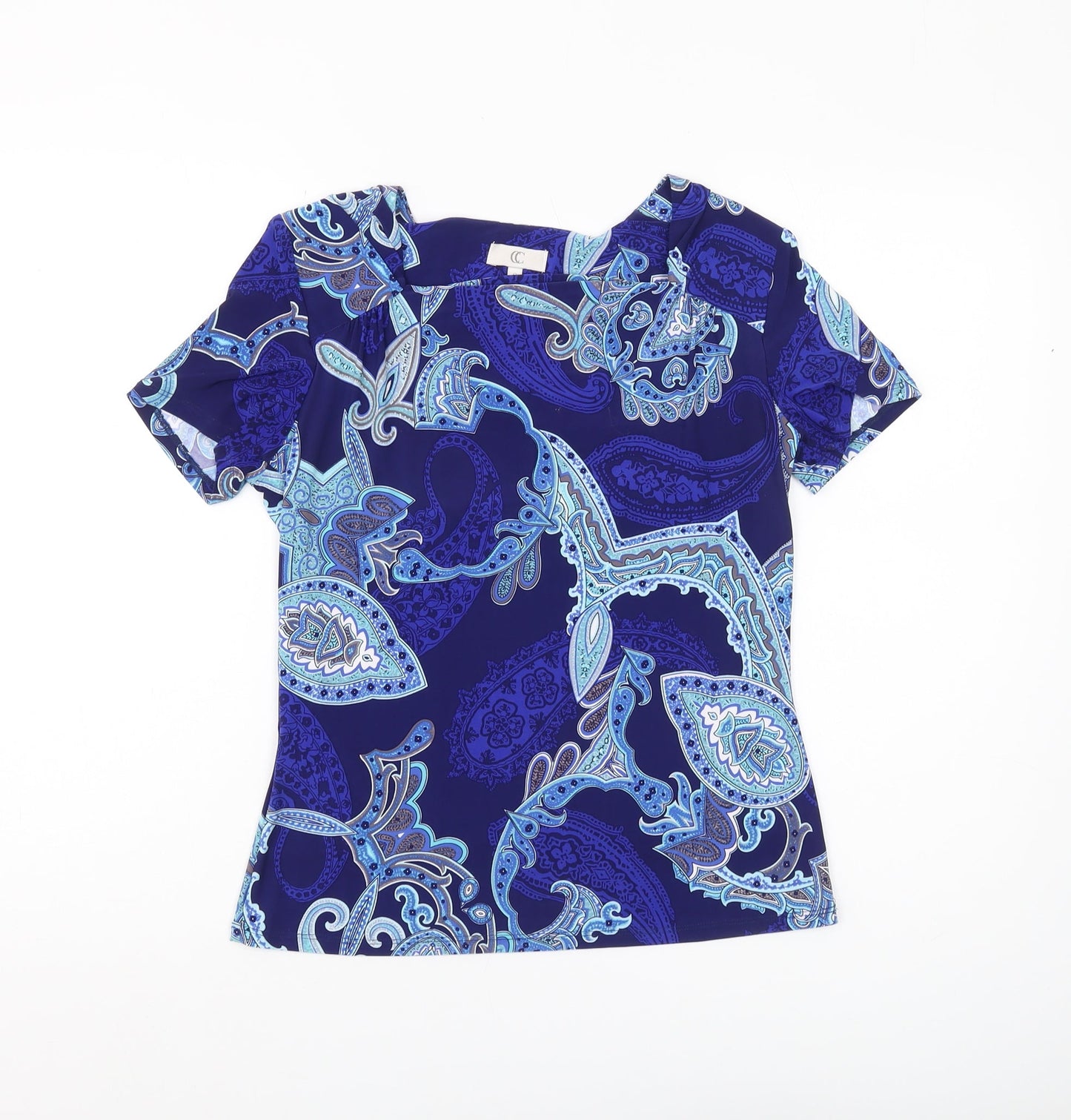 CC Women's Blue Paisley T-Shirt, Size S, Casual Style