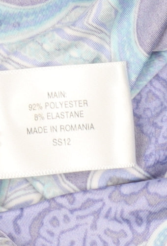 CC Women's Blue Paisley T-Shirt, Size S, Casual Style