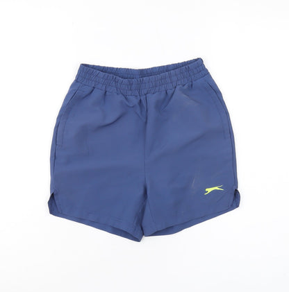 Additional front view of Slazenger boys’ blue athletic shorts 9-10 years