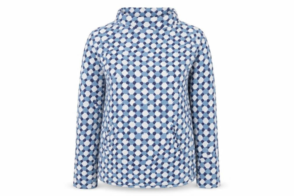 White Stuff Women's Blue Polka Dot T-Shirt UK 10