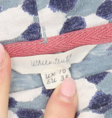 White Stuff Women's Blue Polka Dot T-Shirt UK 10