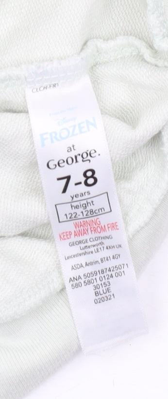 Close-up detail of George girls’ frozen blue pullover sweatshirt 7-8 years