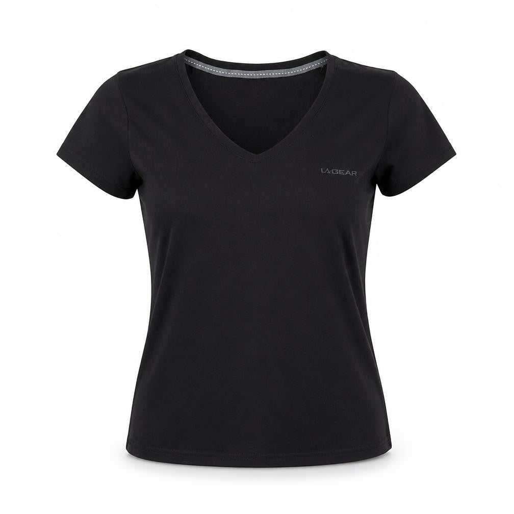 LA Gear Women's Black Basic V-Neck T-Shirt Size 12