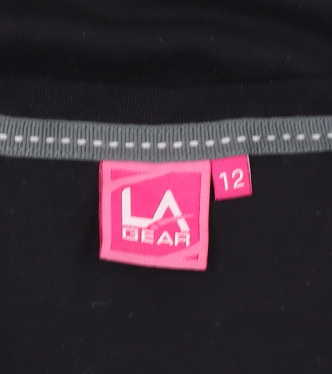 LA Gear Women's Black Basic V-Neck T-Shirt Size 12