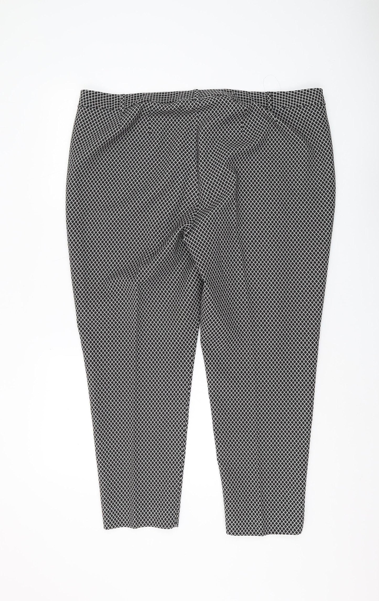 Marks & Spencer Women's Black Geometric Trousers, Size 20