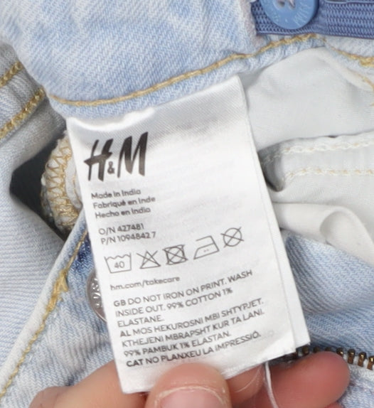 H&M Girls Blue Wide-Leg Jeans 10-11 Years with Heart Accents
