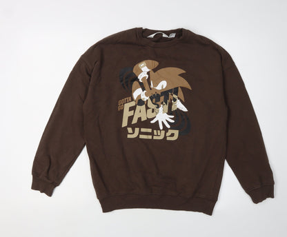 Front view of H&M boys’ brown sonic sweatshirt 11-12 years