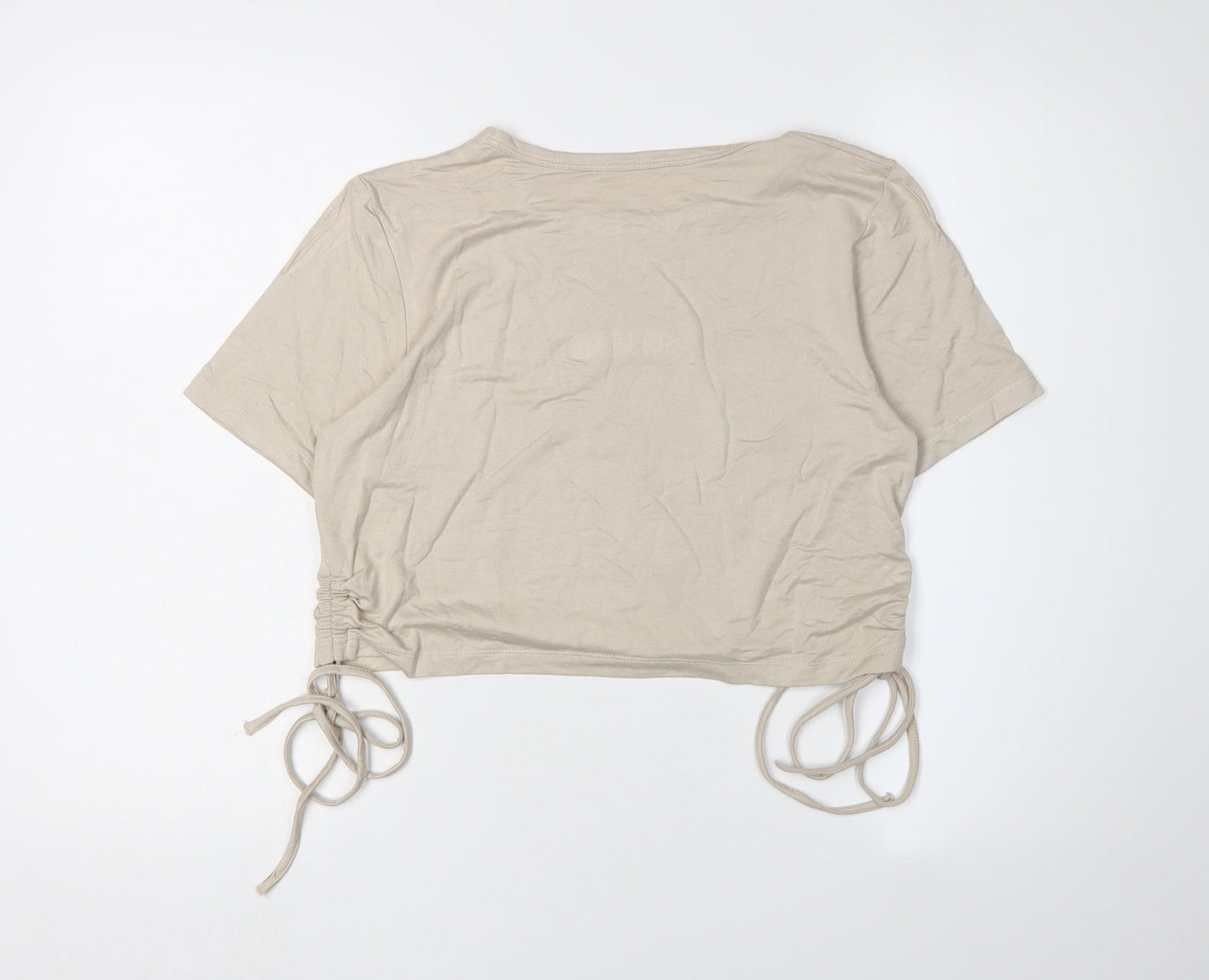 Red Label Women's Beige Cropped T-Shirt, Size Large