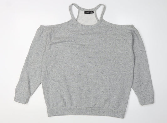 Sparkle & Fade Women's Grey Small Cold Shoulder Sweatshirt