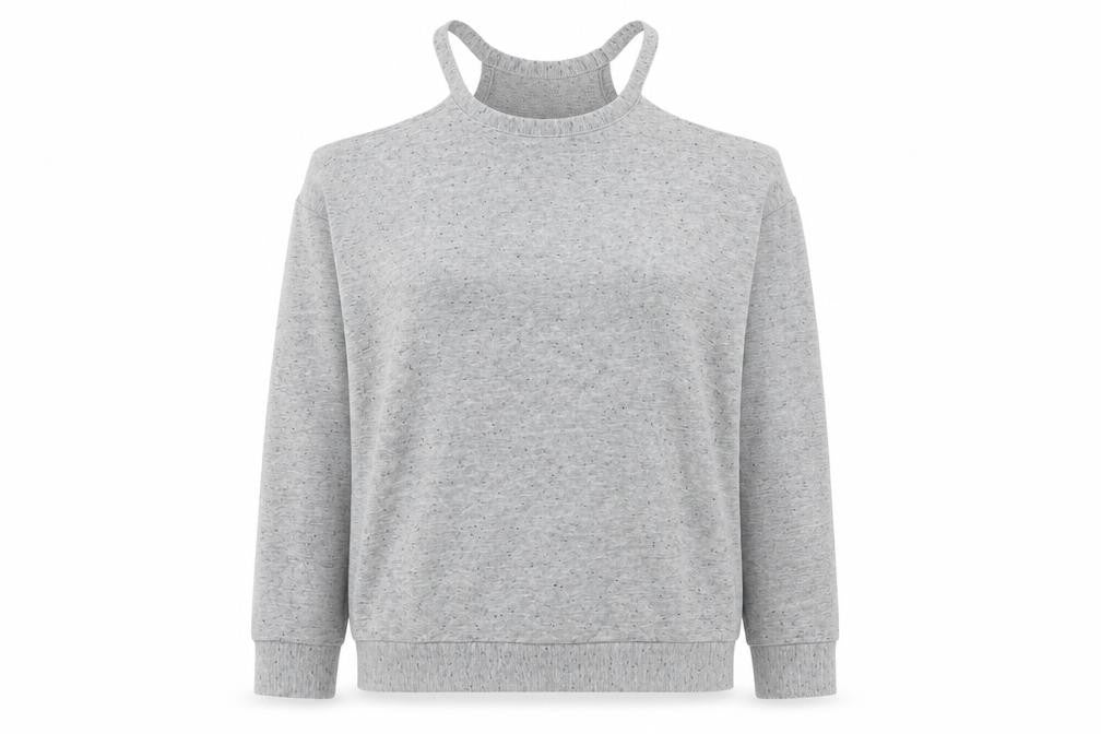 Sparkle & Fade Women's Grey Small Cold Shoulder Sweatshirt