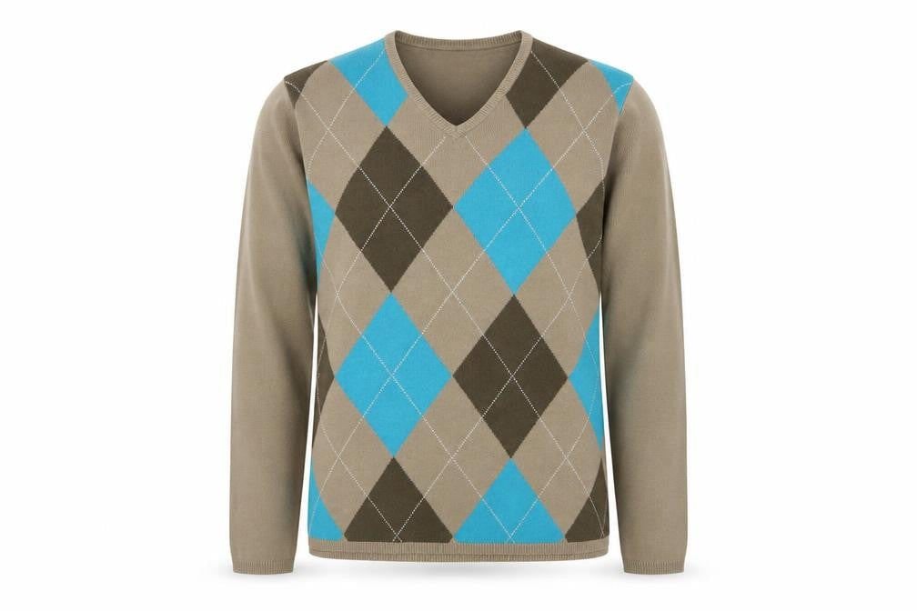 Marks & Spencer Men's Beige Argyle Pullover Jumper L