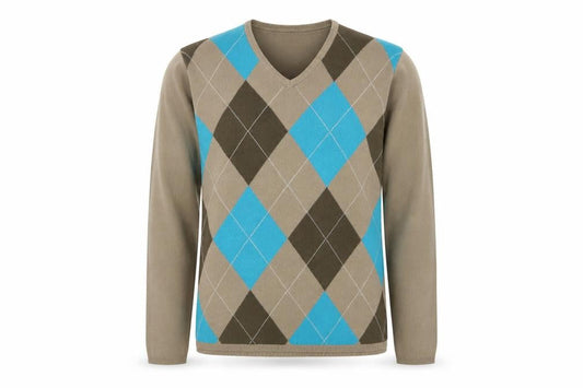 Marks & Spencer Men's Beige Argyle Pullover Jumper L