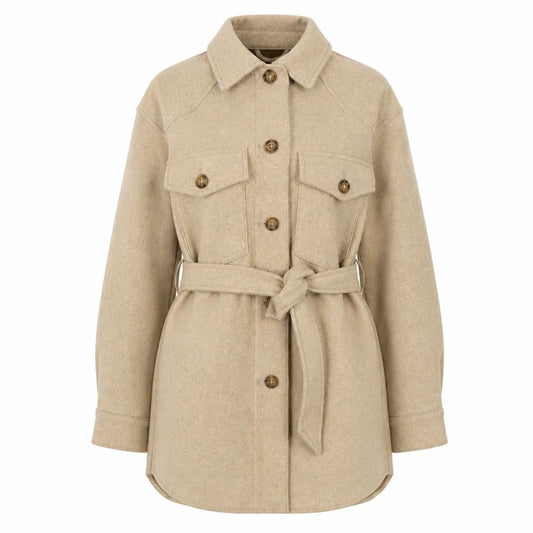 Zara Women's Beige Mid-Length Wool Coat XS