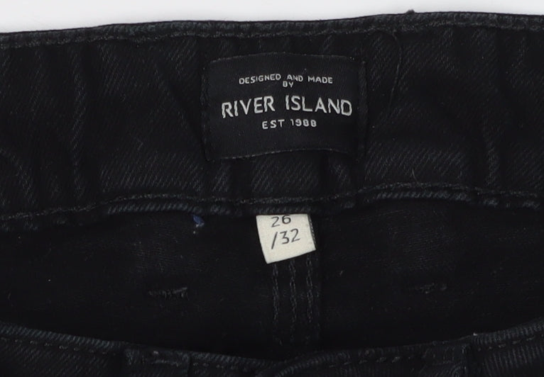 River Island Men's Black Skinny Denim Jeans Size 26 Slim