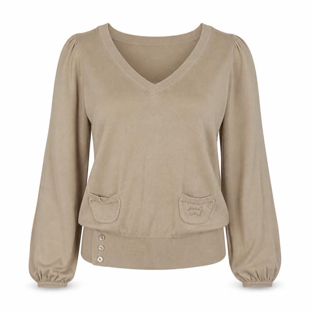 Soul Cal Women's Beige V-Neck Pullover Size 14