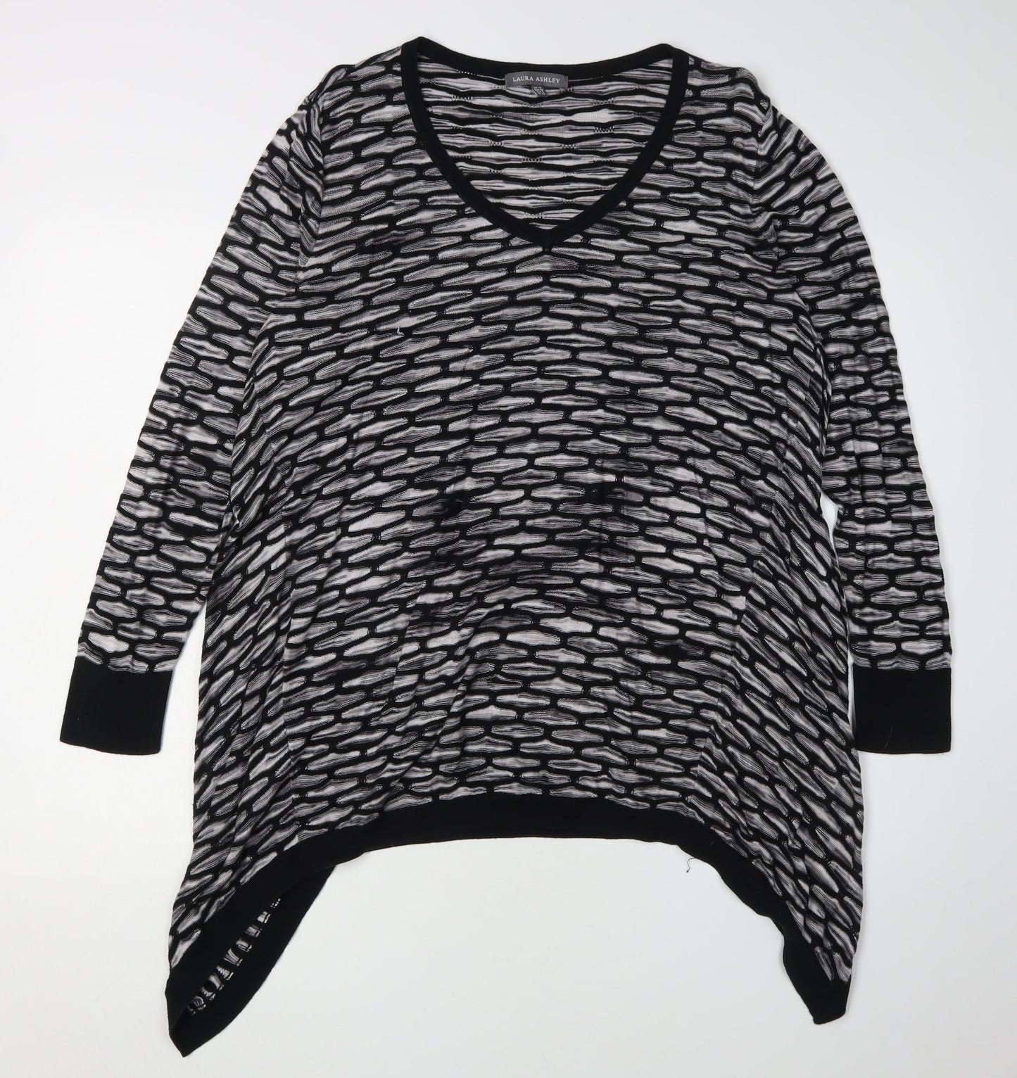 Laura Ashley Women's Black V-Neck Pullover Jumper, Size 12