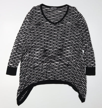 Laura Ashley Women's Black V-Neck Pullover Jumper, Size 12