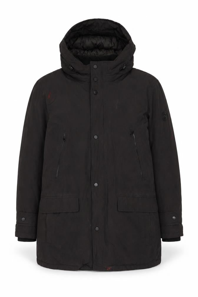 Michael Kors Men's Black Parka Jacket L - Hooded, Pockets