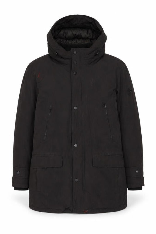 Michael Kors Men's Black Parka Jacket L - Hooded, Pockets