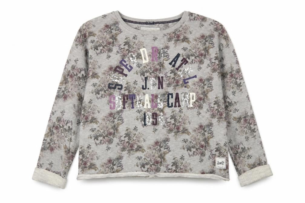 Superdry Women's Grey Floral Print Sweatshirt L