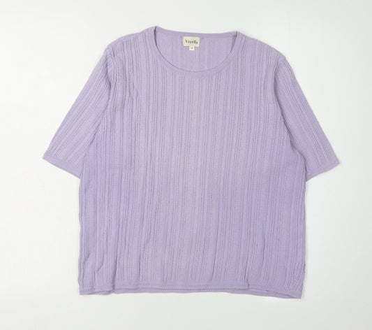 Viyella Women's Purple Cable-Knit Crew Neck Jumper M