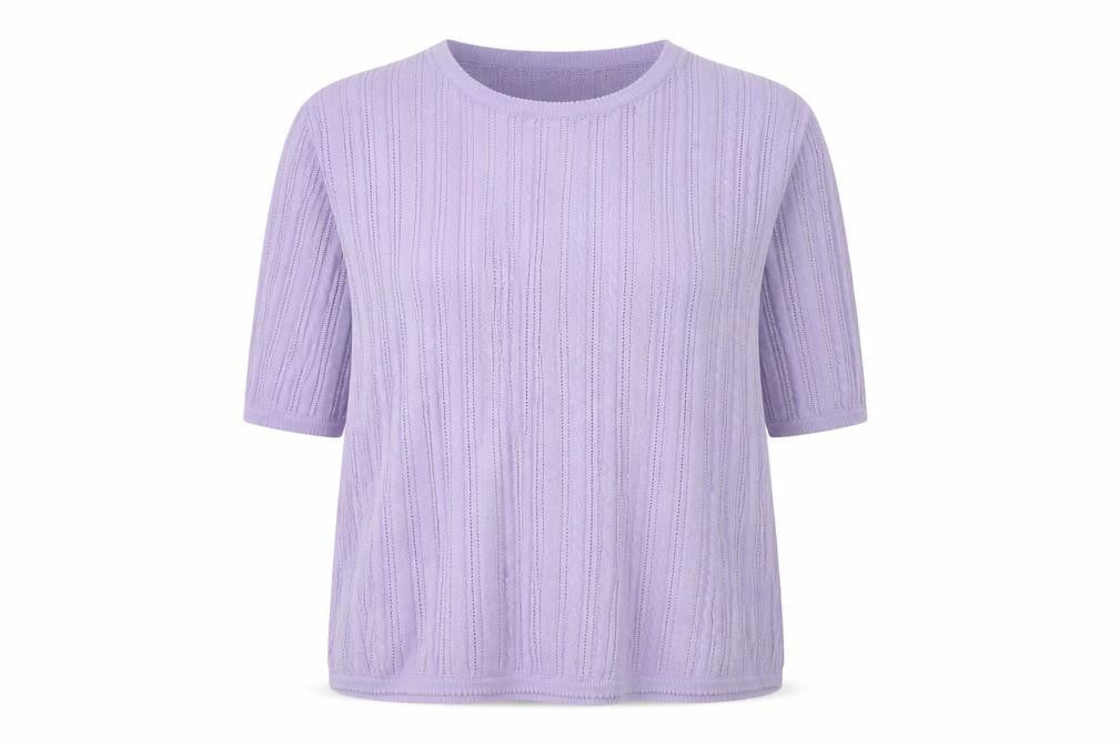 Viyella Women's Purple Cable-Knit Crew Neck Jumper M