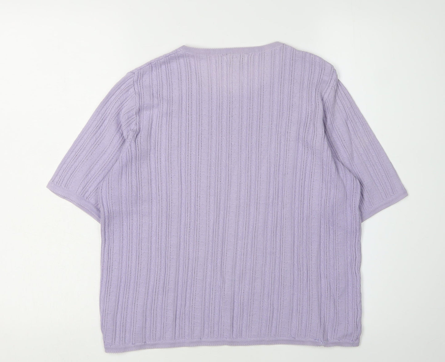 Viyella Women's Purple Cable-Knit Crew Neck Jumper M