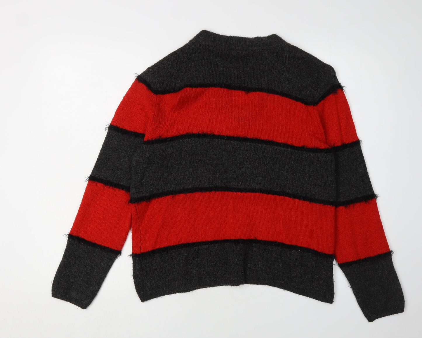 JACQUELINE de YONG Women's Black Red V-Neck Pullover S