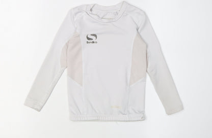 Additional front view of Sondico boys’ white football jersey, 3-4 years, long sleeve