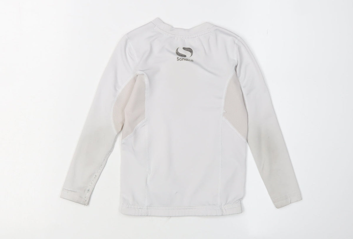 Back view of Sondico boys’ white football jersey, 3-4 years, long sleeve