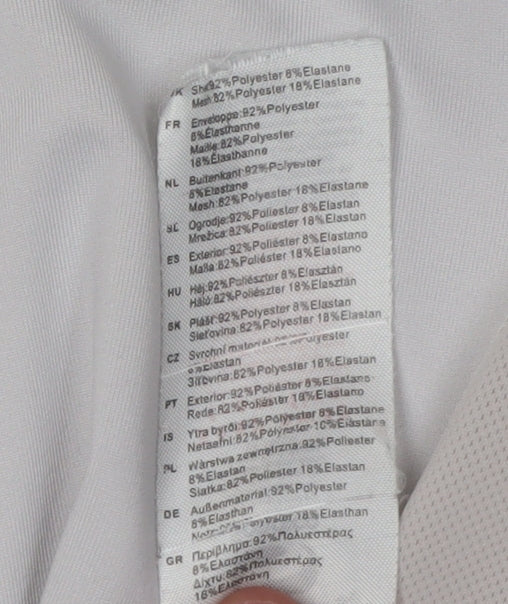 Brand and care label for Sondico boys’ white football jersey, 3-4 years, long sleeve