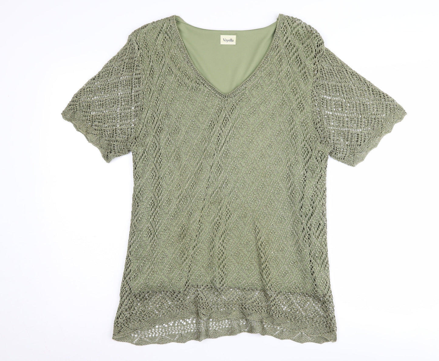Viyella Women's Green V-Neck Pullover Jumper XL