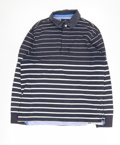 Blue Harbour Men's Black M Striped Long Sleeve Polo