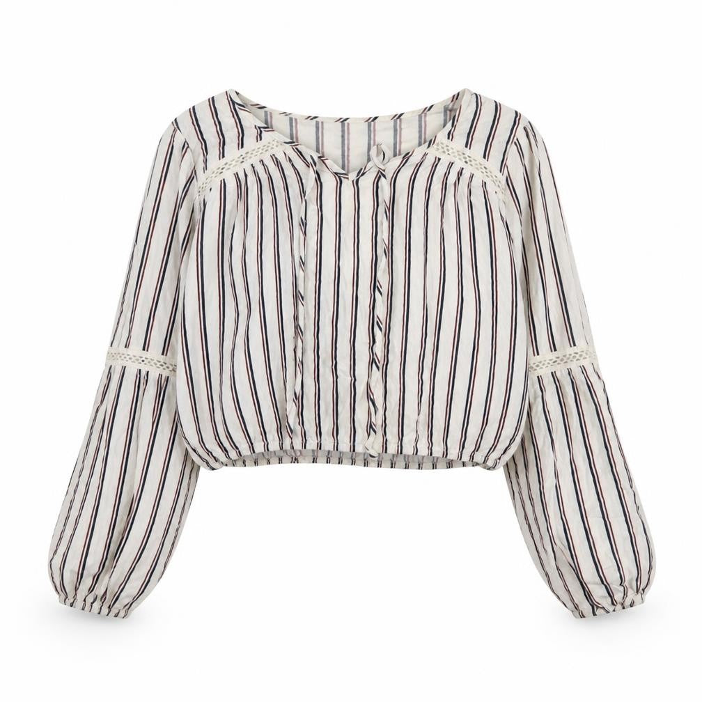 Hollister Women's Multicoloured Striped Cropped Blouse XS