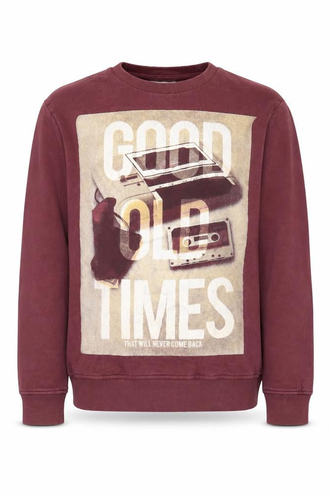 Jack & Jones Men's Red Graphic Sweatshirt, Crew Neck, Size Regular
