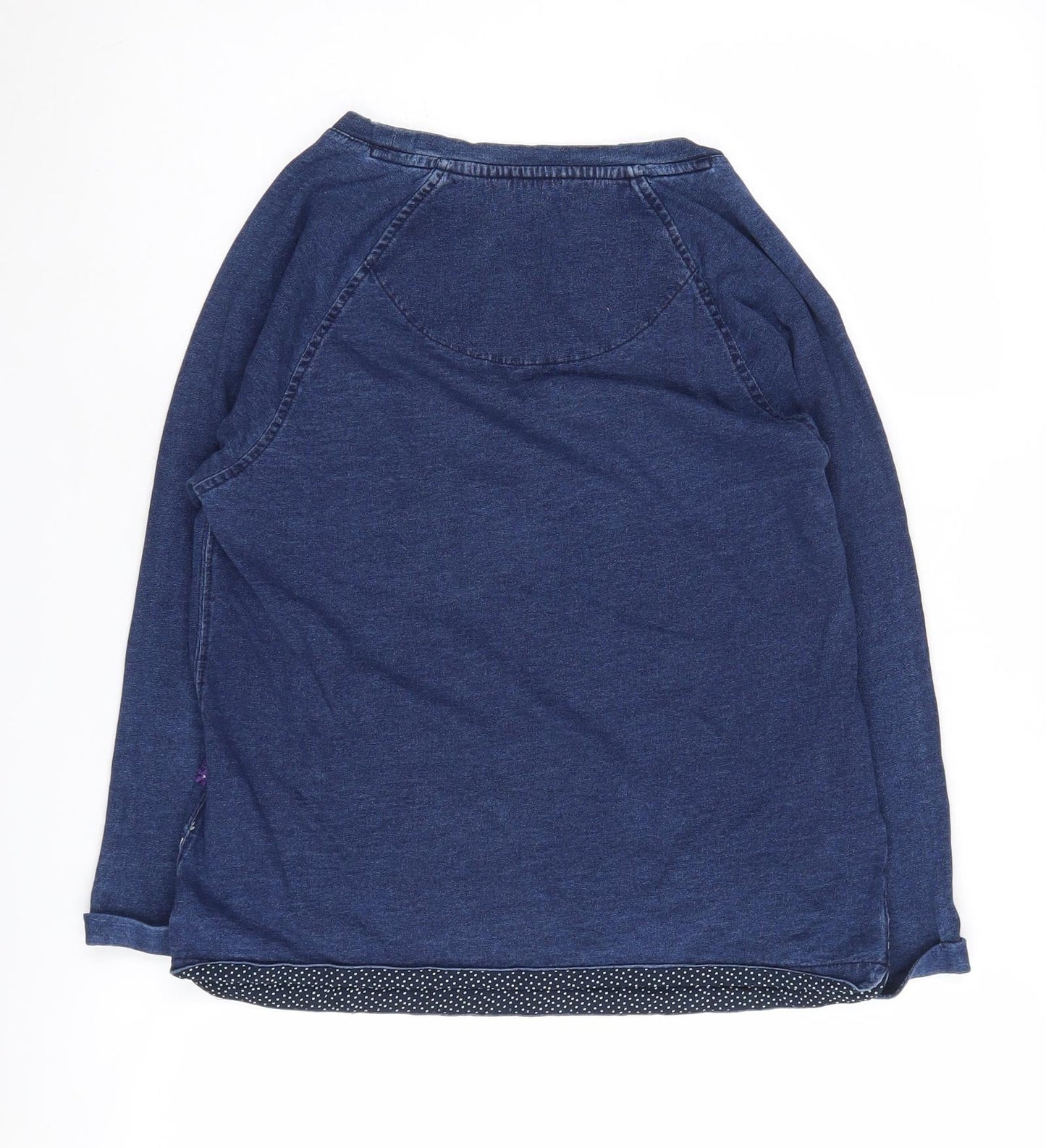 White Stuff Women's Blue Embroidered T-Shirt Size 6