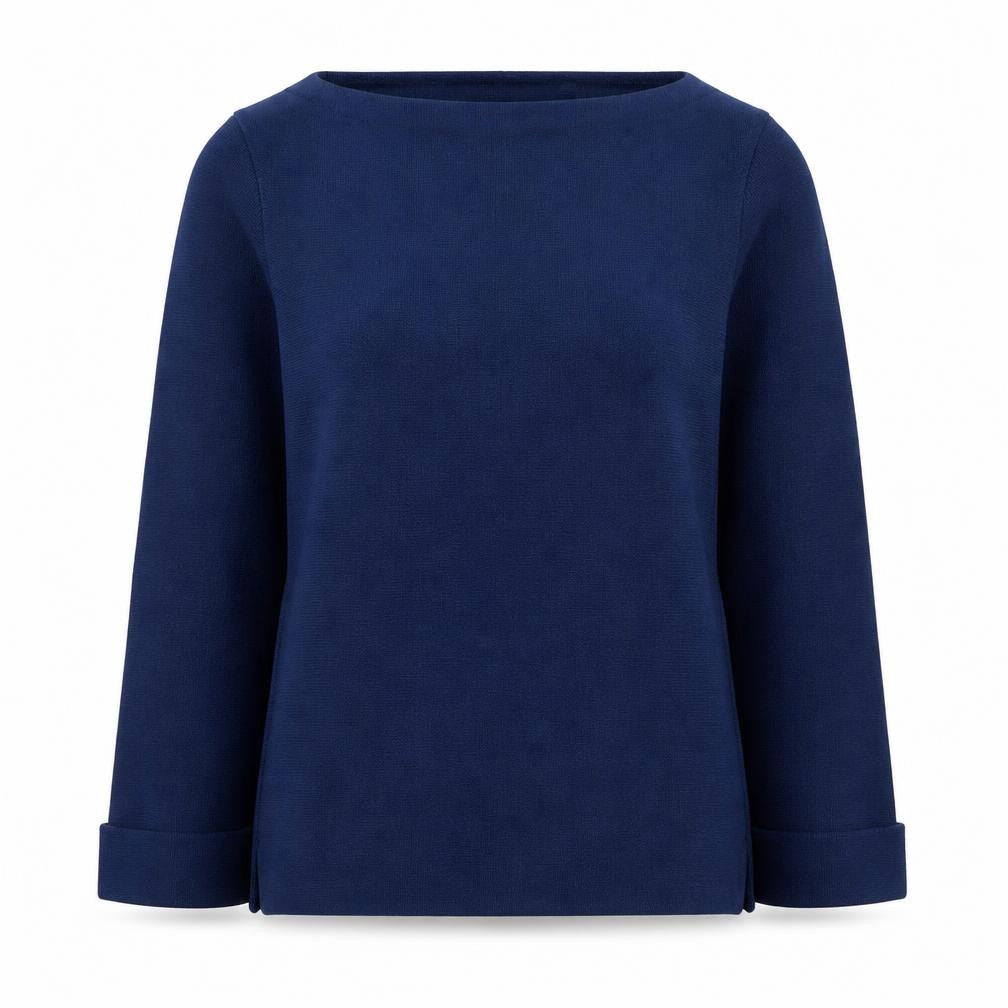 Massimo Dutti Women's Blue Boat Neck Jumper 2XS