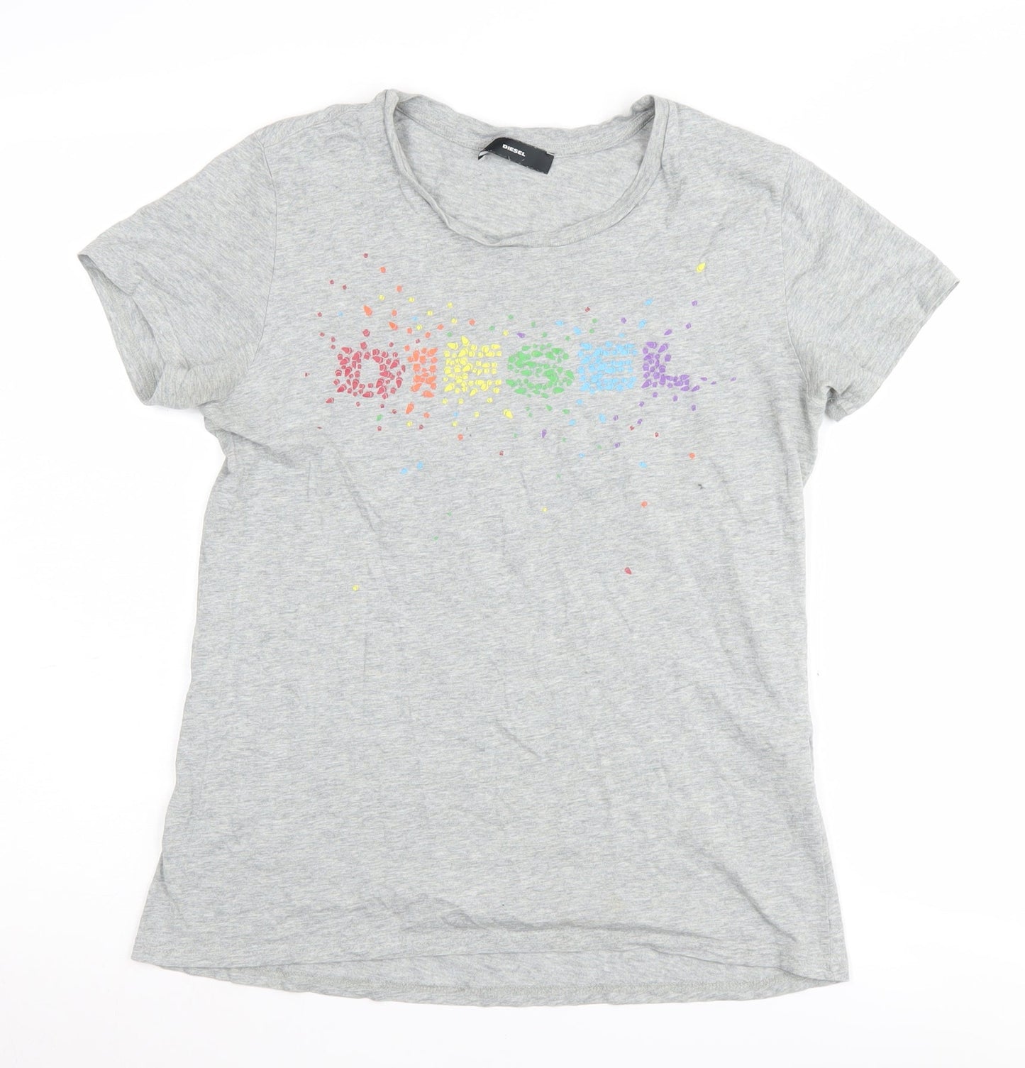 Diesel Women's Grey T-Shirt - Size S, Cotton, Casual