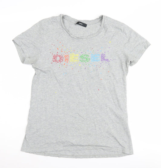 Diesel Women's Grey T-Shirt - Size S, Cotton, Casual