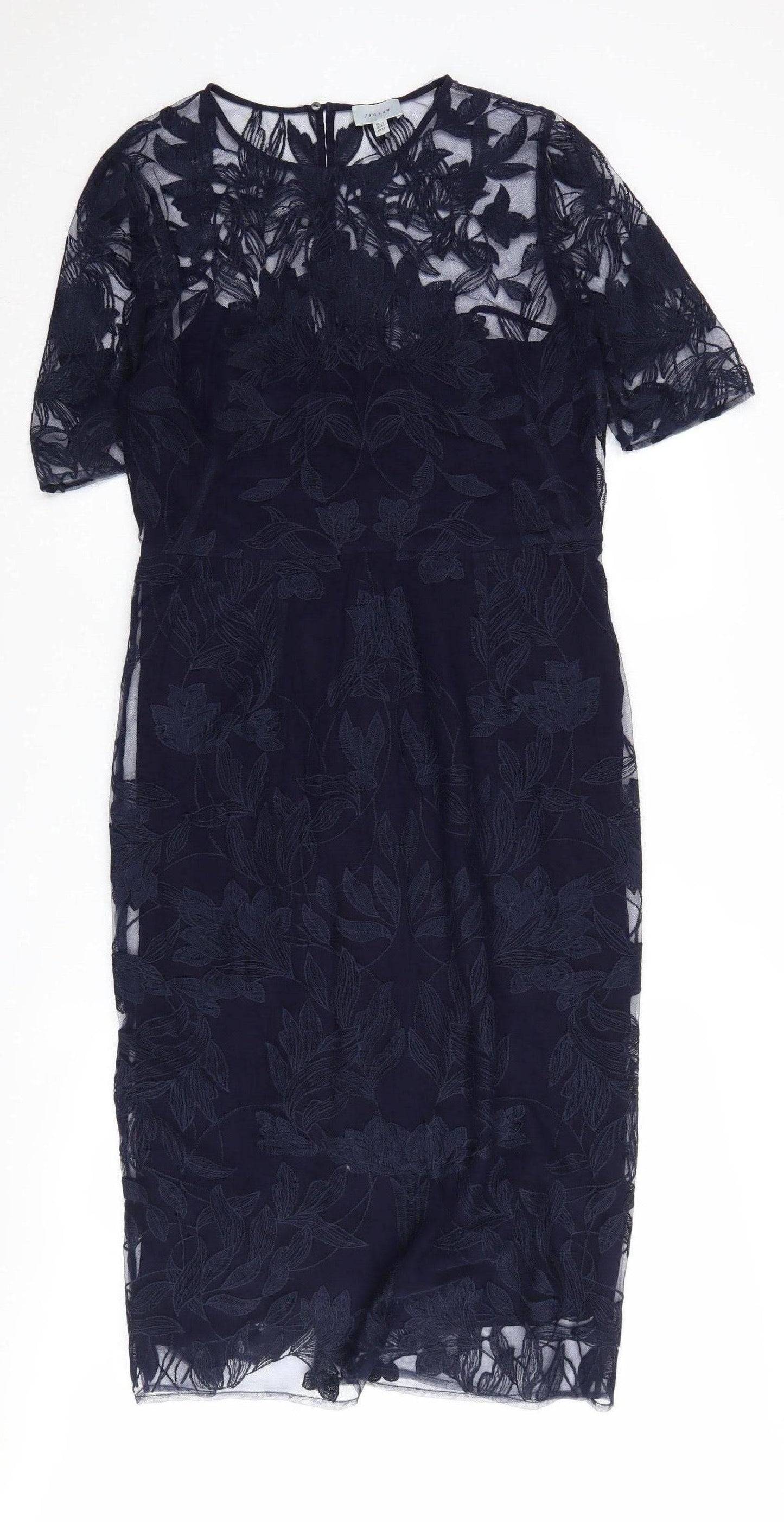 Jigsaw Blue Floral Sheath Women's Dress Size 14