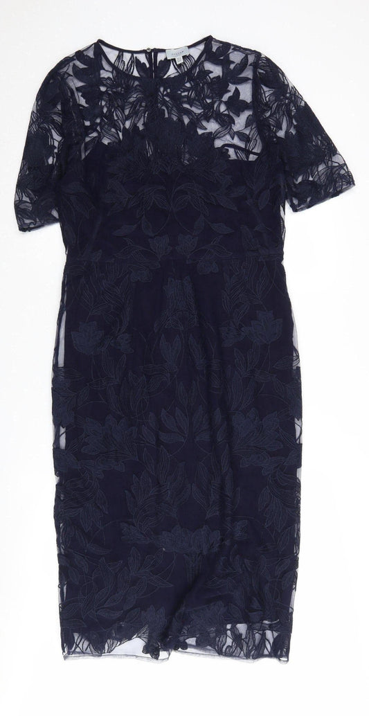 Jigsaw Blue Floral Sheath Women's Dress Size 14