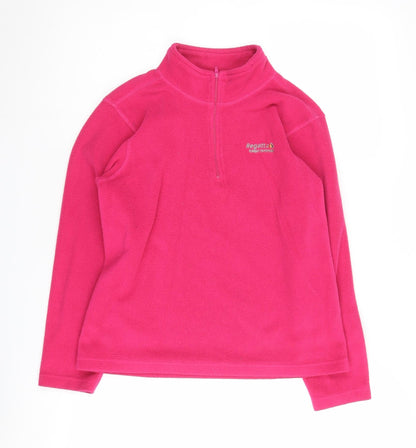 Additional front view of Regatta girls’ pink fleece pullover sweatshirt 11-12 years