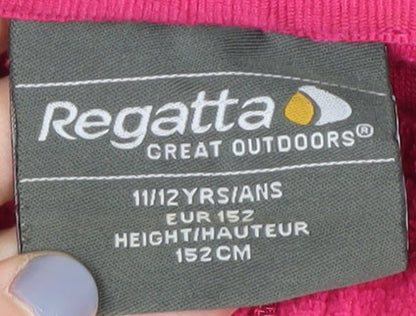 Close-up detail of Regatta girls’ pink fleece pullover sweatshirt 11-12 years