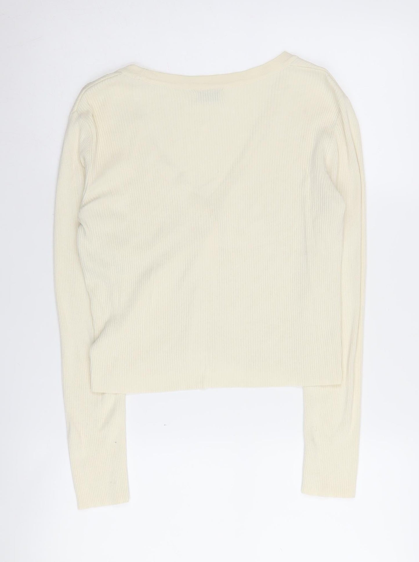 Jacqueline de Yong Women's Ivory V-Neck Cardigan L