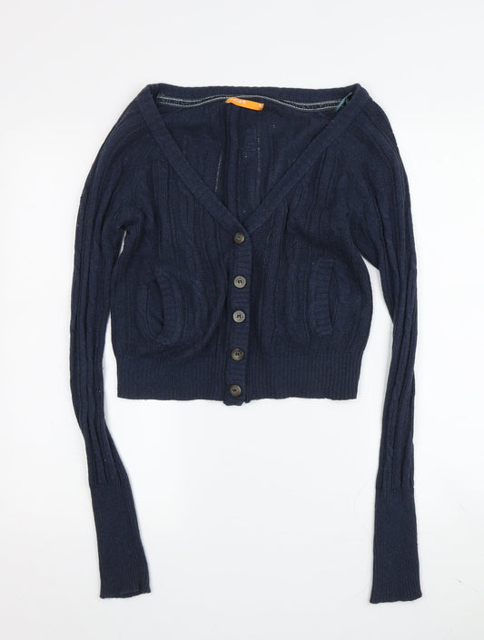 SoulCal Women's Blue Cardigan, Size 10, Cable-Knit