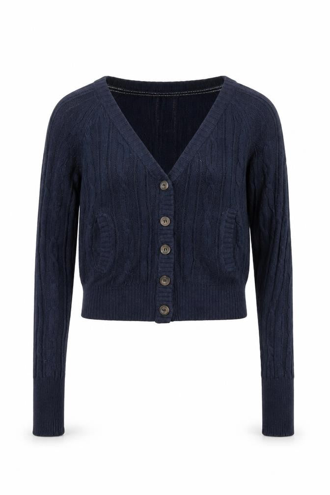 SoulCal Women's Blue Cardigan, Size 10, Cable-Knit