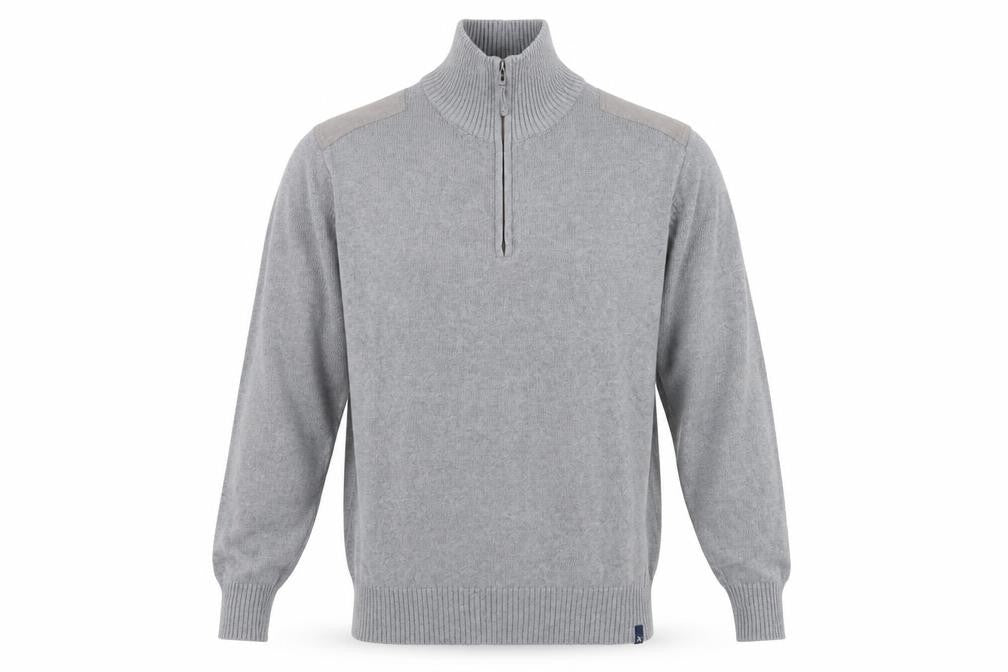 James Harvest Men's Grey Cotton Full Zip Jumper L
