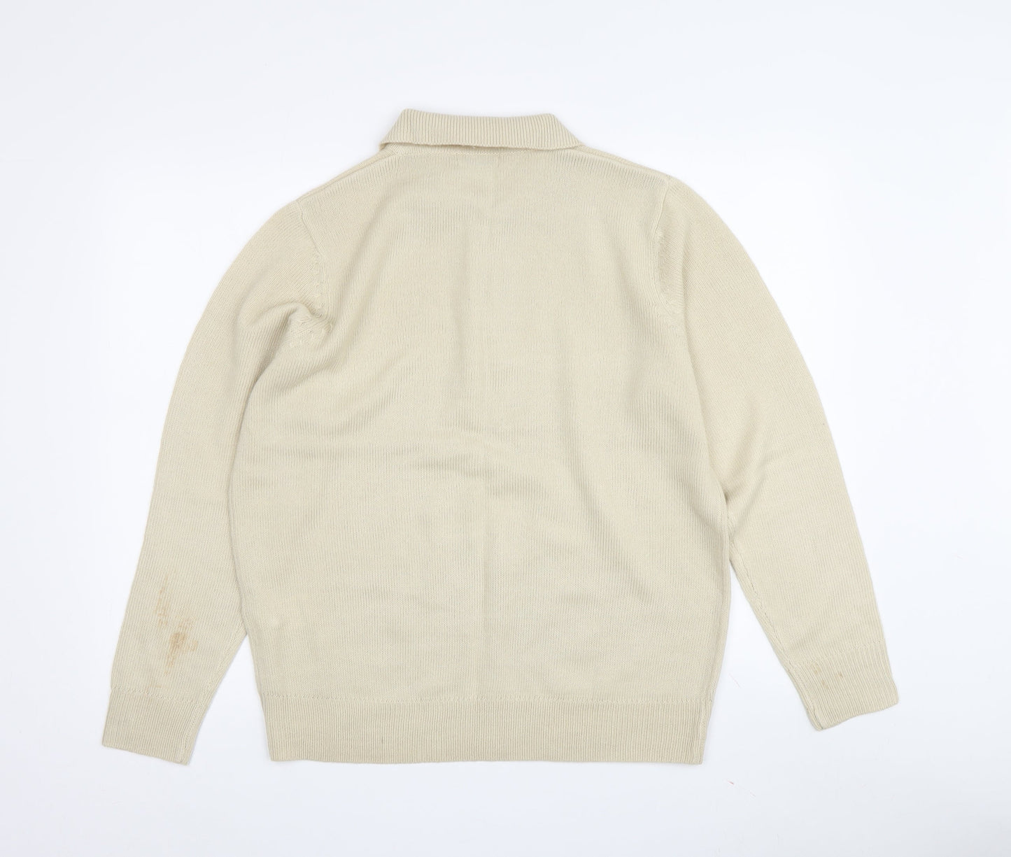 Damart Women's Beige Wool Collared Cardigan Size 18